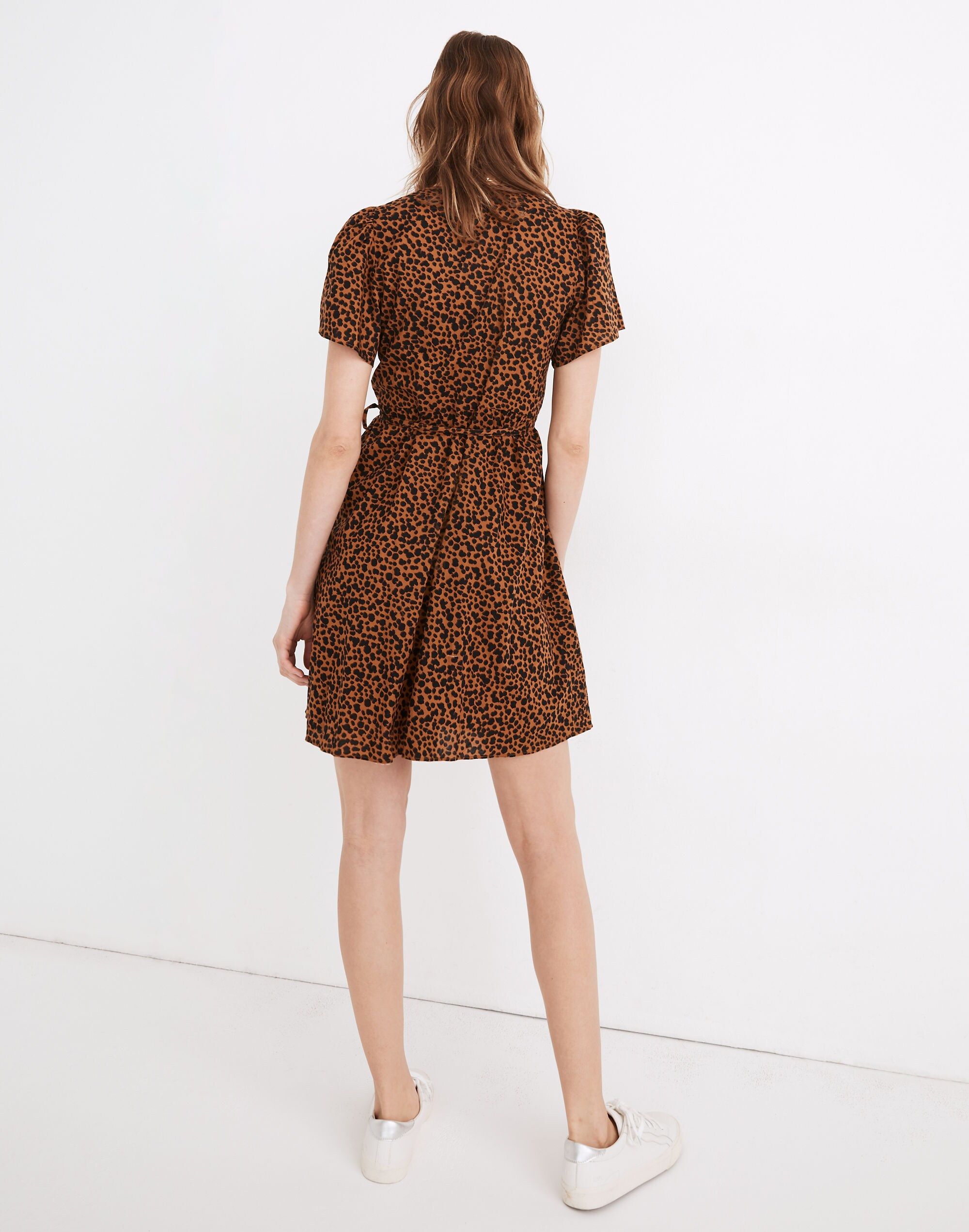 Flutter-Sleeve Wrap Mini Dress in Painted Leopard sold by Madewell product image thumbnail 3