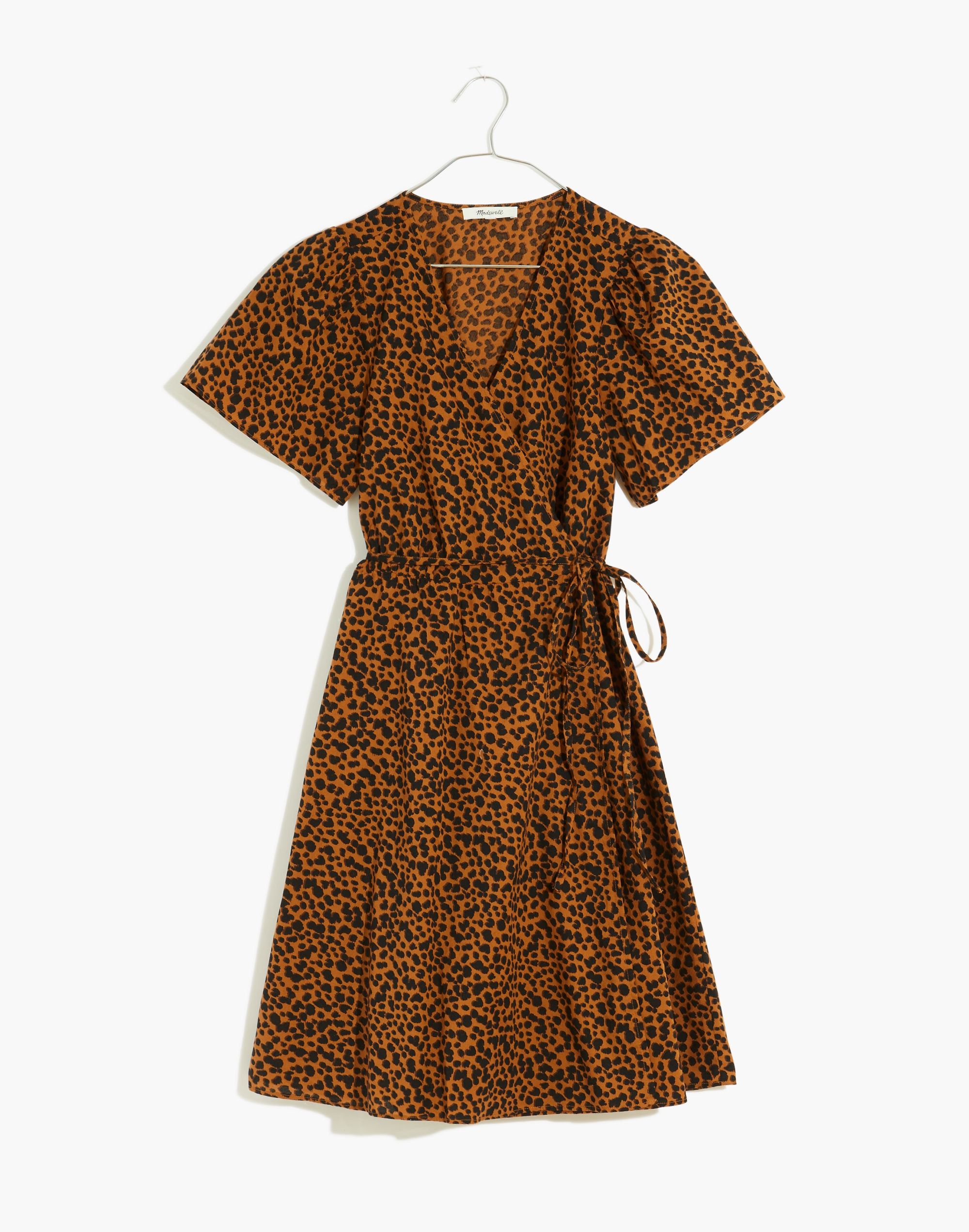 Flutter-Sleeve Wrap Mini Dress in Painted Leopard sold by Madewell product image thumbnail 4