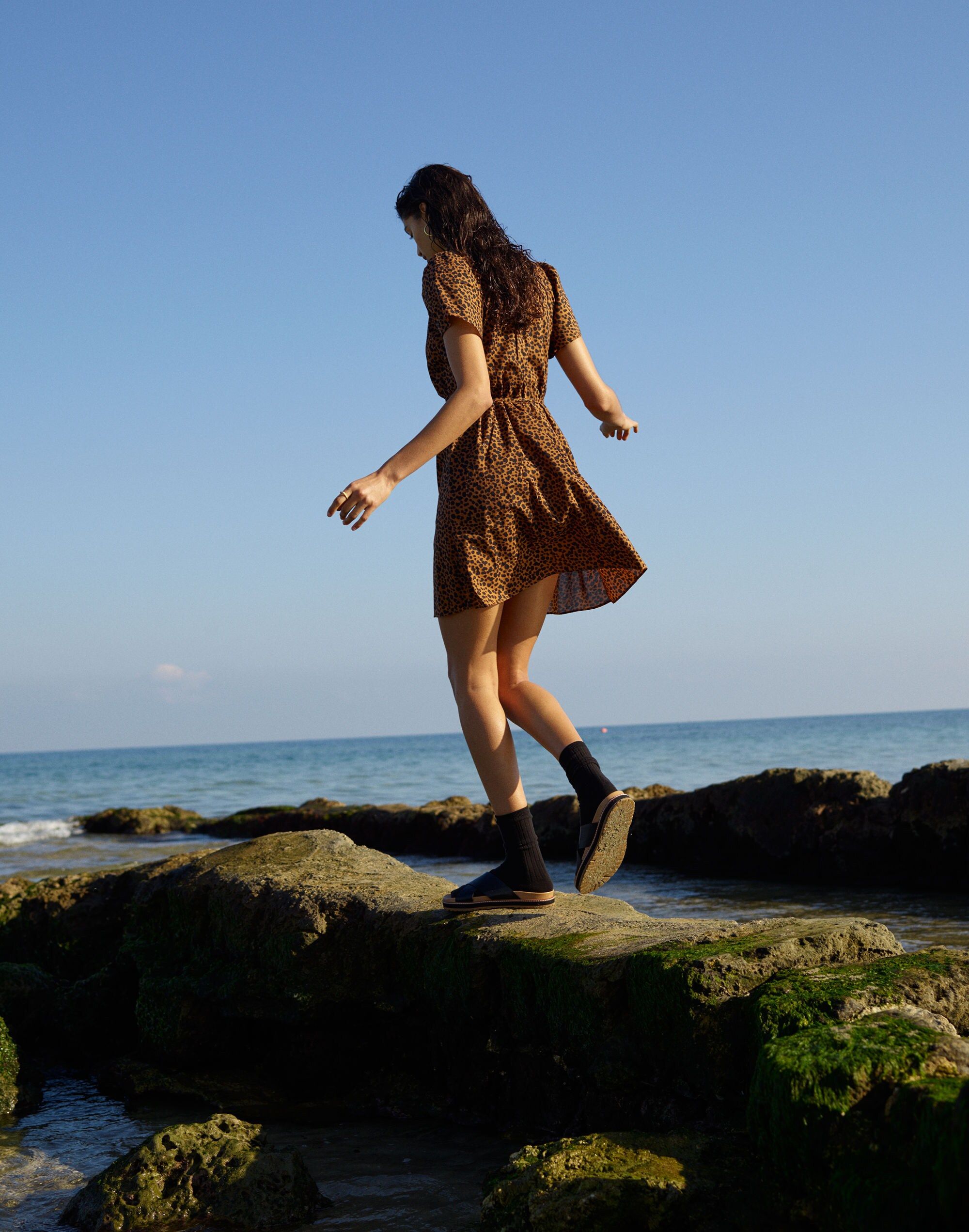 Flutter-Sleeve Wrap Mini Dress in Painted Leopard sold by Madewell product image thumbnail 5