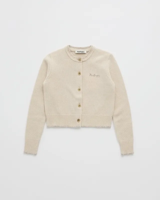 Blanket Stitched Cashmere Blend Crewneck Cardigan sold by Madhappy