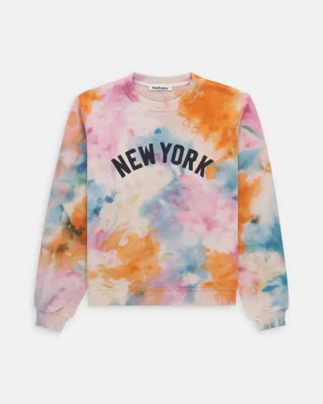New York Tie Dye Fleece Crewneck sold by Madhappy