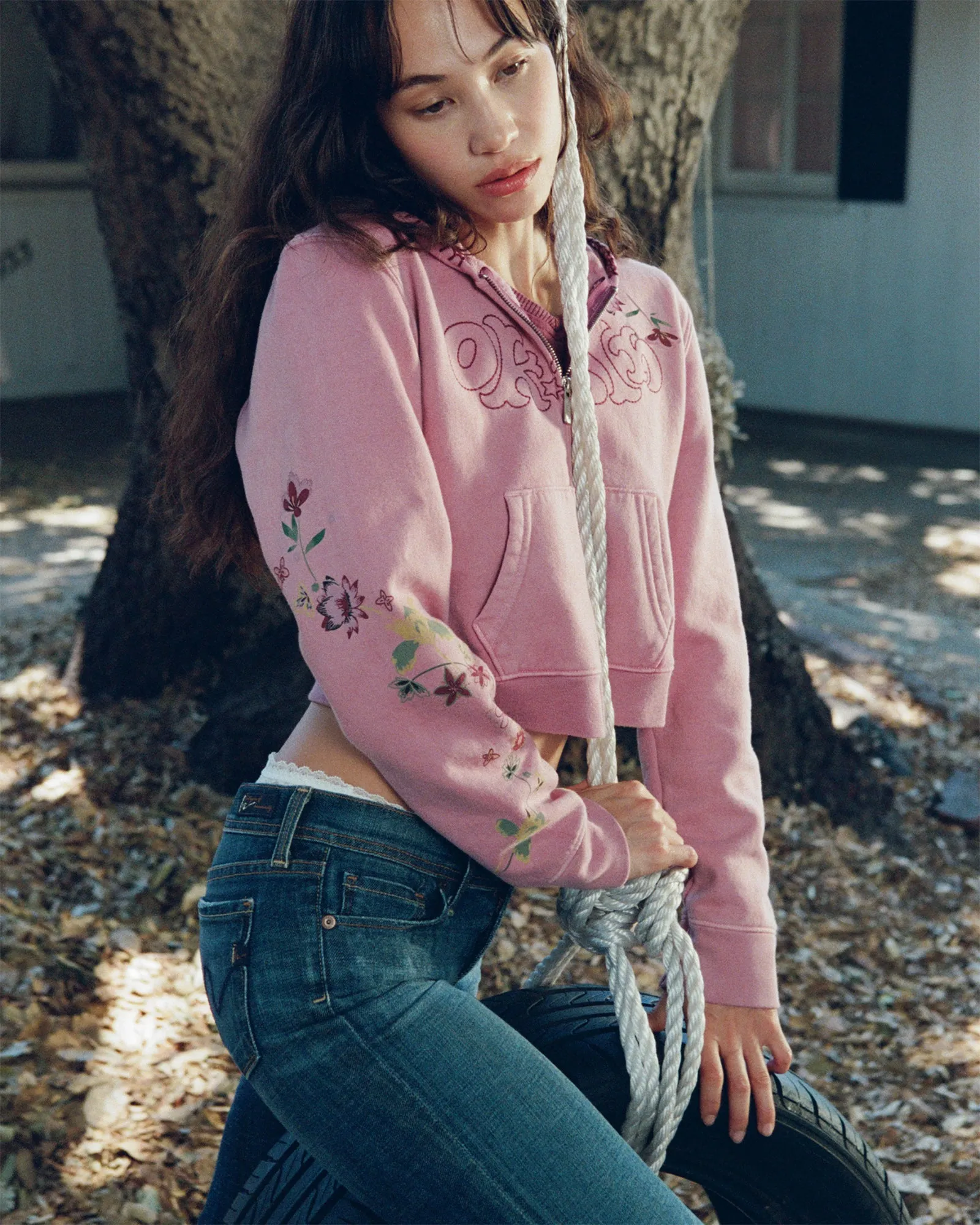 Office Kiko Floral Shrunken Zip Up sold by Madhappy product image thumbnail 2