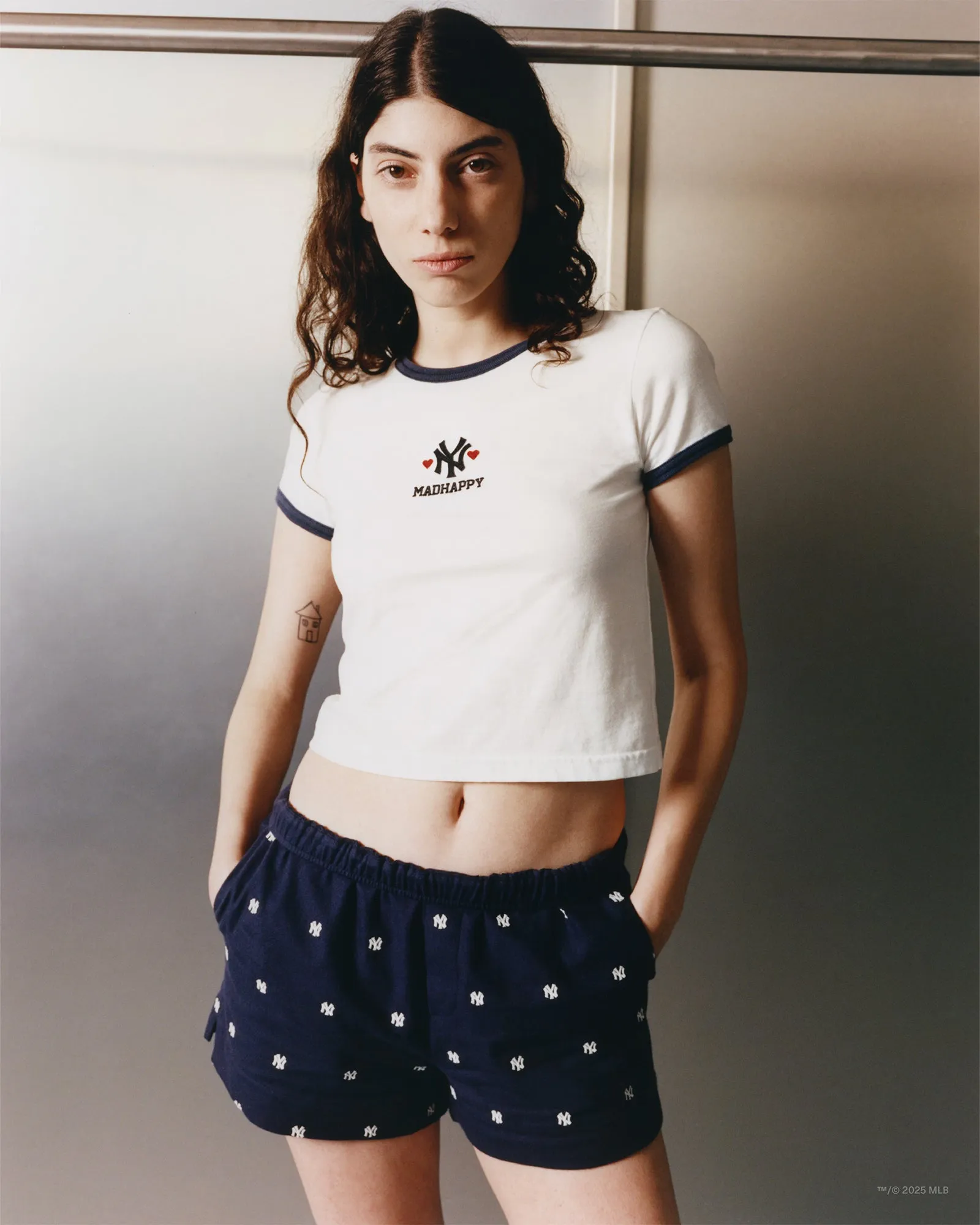 Yankees Heart Shrunken Ringer Tee sold by Madhappy product image thumbnail 3