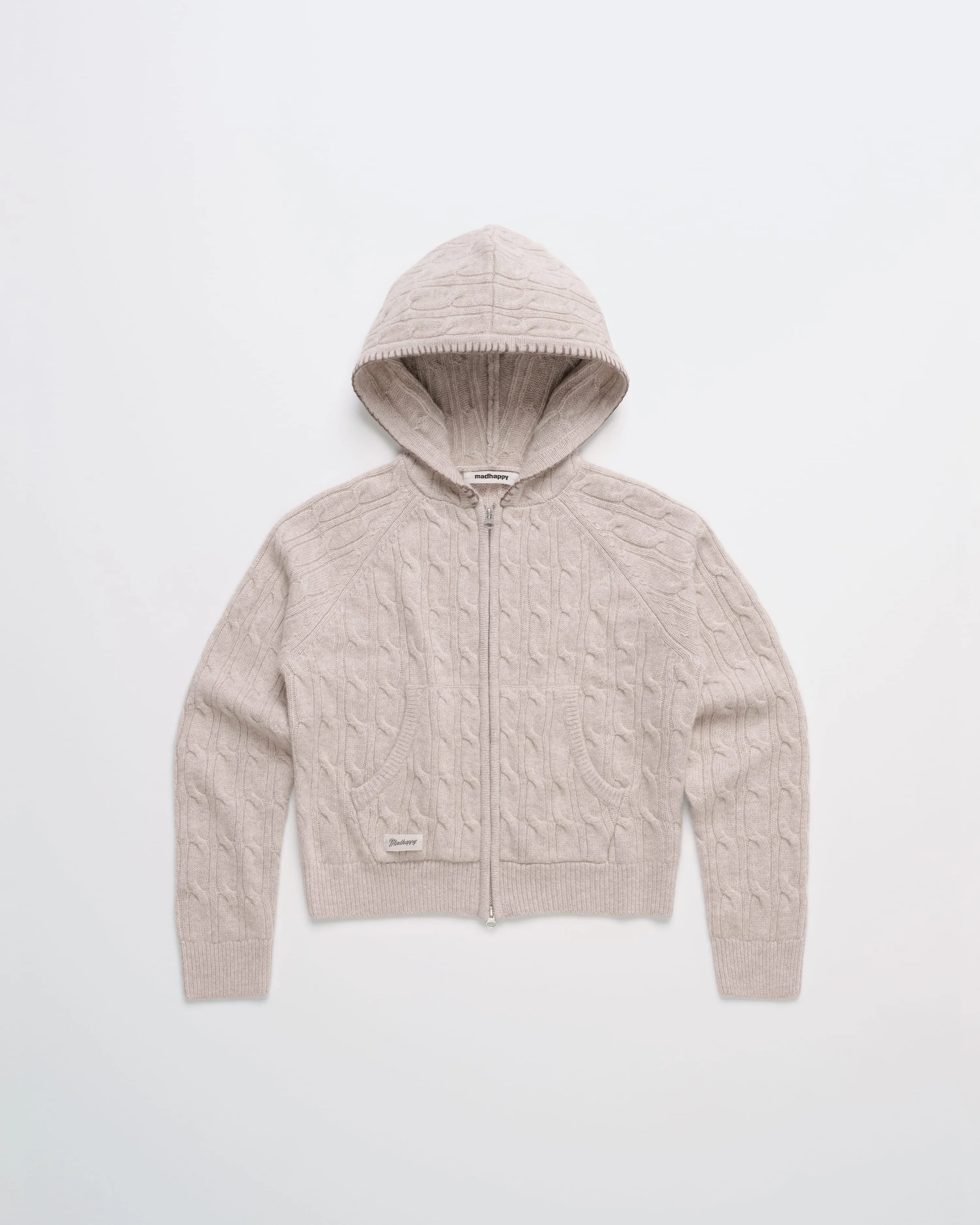 Zip Up Cable Sweater Hoodie sold by Madhappy