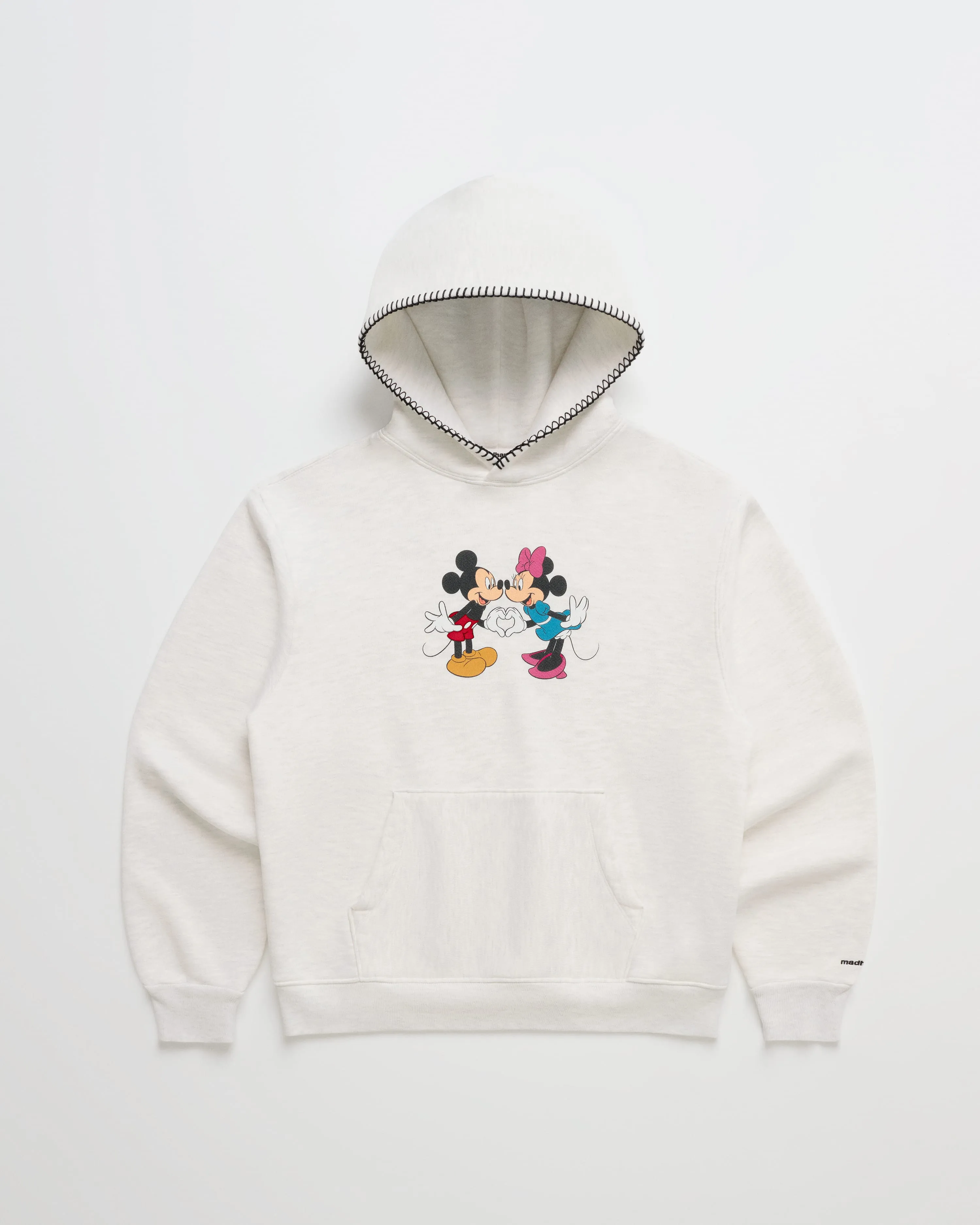 Mickey Mouse and Minnie Mouse Heart Fleece Hoodie sold by Madhappy