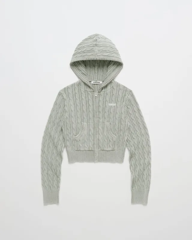 Classics Cropped Cable Knit Zip Up made by Madhappy