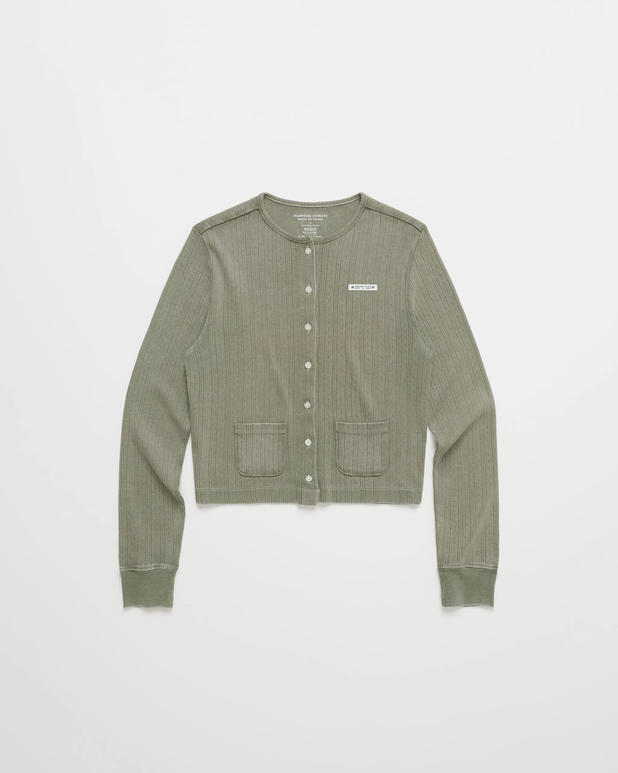 Hanes Pointelle Crewneck Cardigan sold by Madhappy
