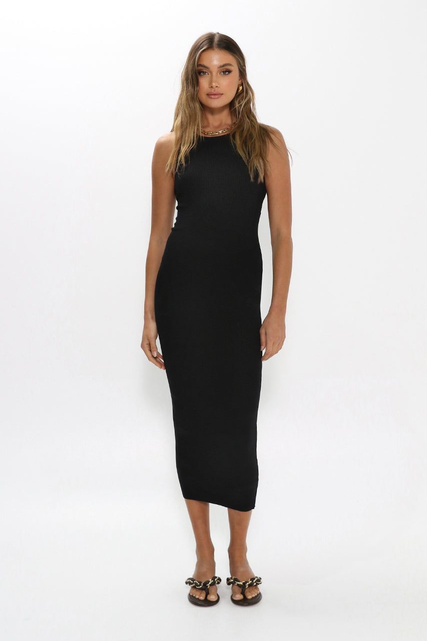 Devon Knit Midi Dress | Black sold by Madison