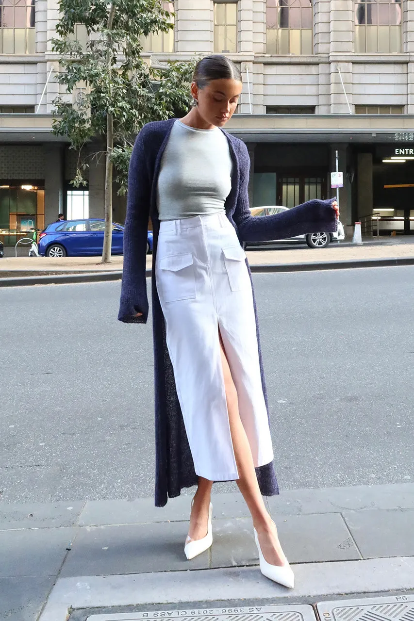 Evan Midi Skirt | White sold by Madison