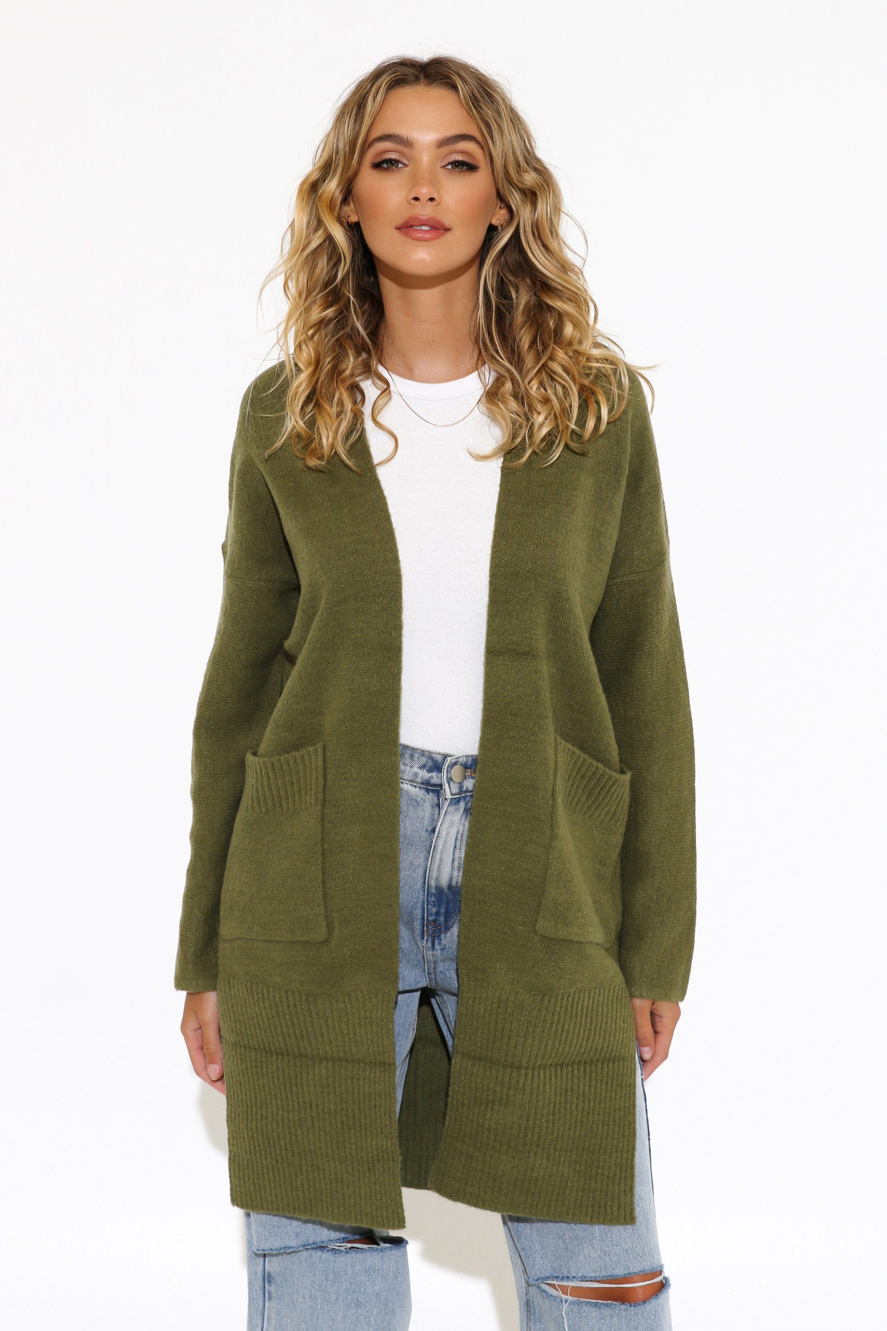 Piper Cardigan | Khaki sold by Madison product image thumbnail 3