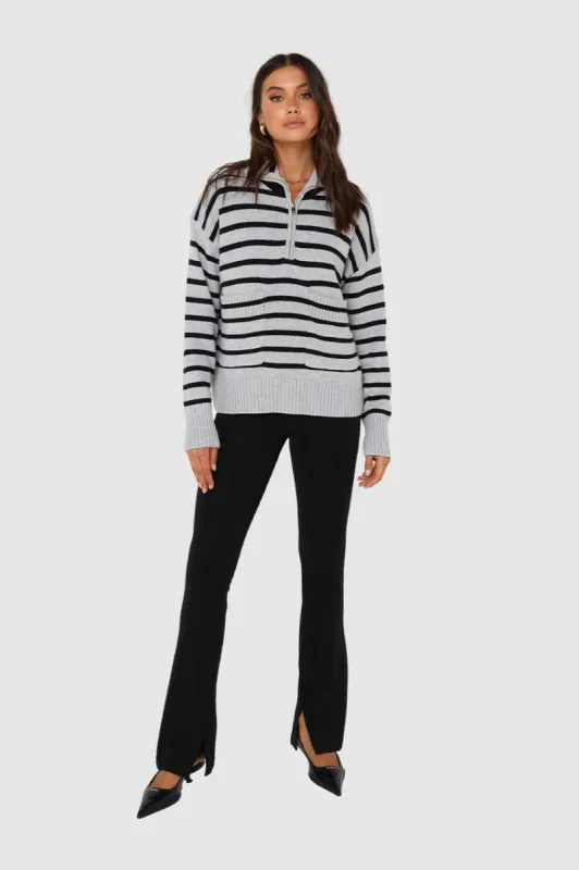 Aspen Knit Jumper | Grey/Black sold by Madison