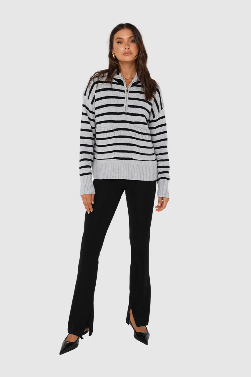 Aspen Knit Jumper | Grey/Black sold by Madison