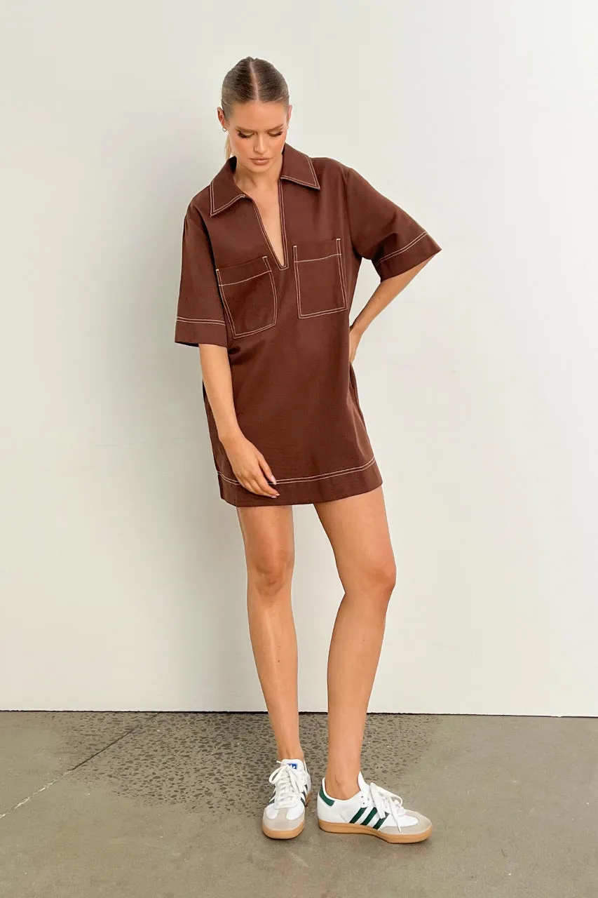 Tara Mini Dress | Choc sold by Madison
