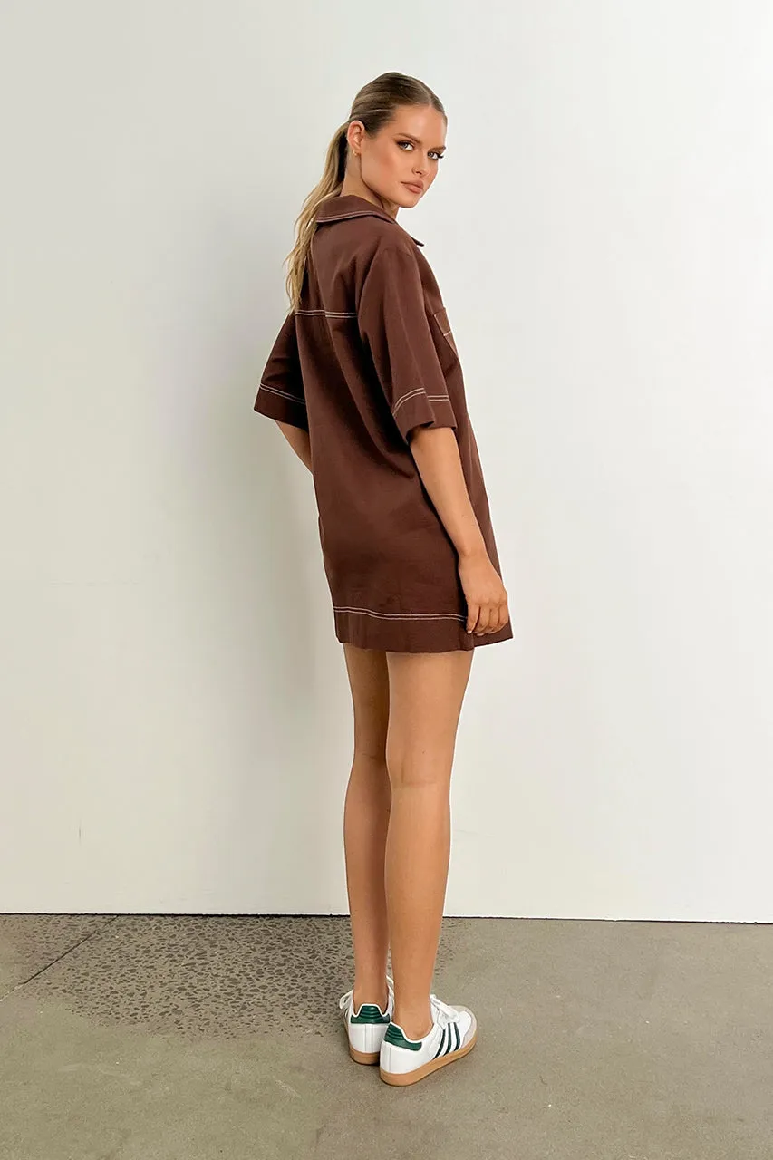 Tara Mini Dress | Choc sold by Madison product image thumbnail 3