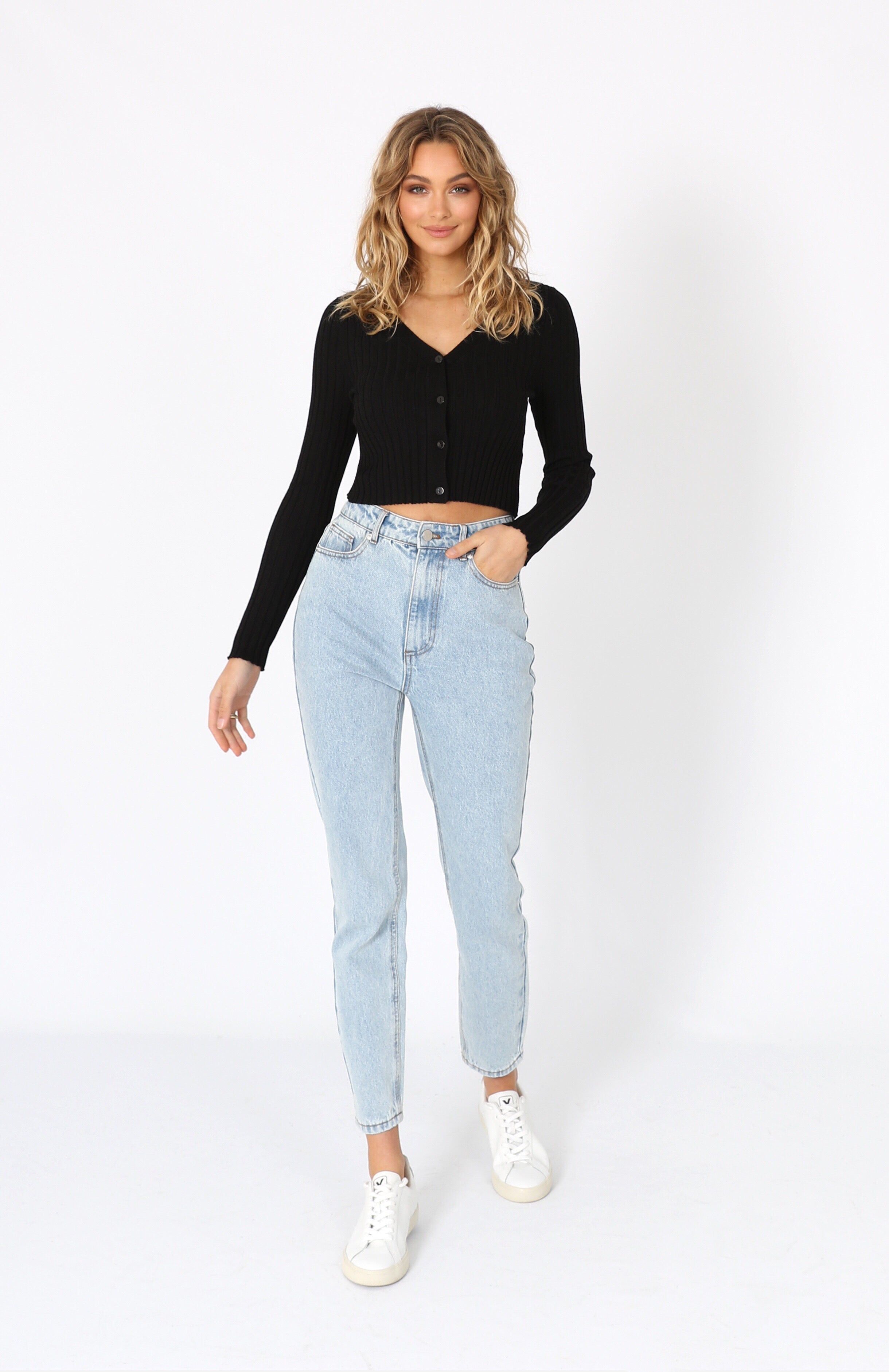 Tyra Ribbed Cardigan | Black sold by Madison product image thumbnail 2