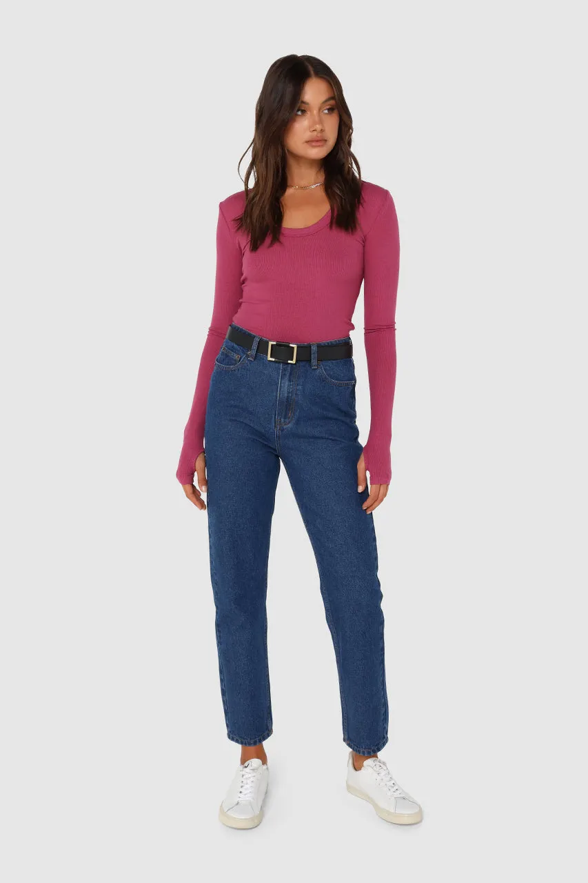 Sinclair Long Sleeve Top | Magenta sold by Madison product image thumbnail 2