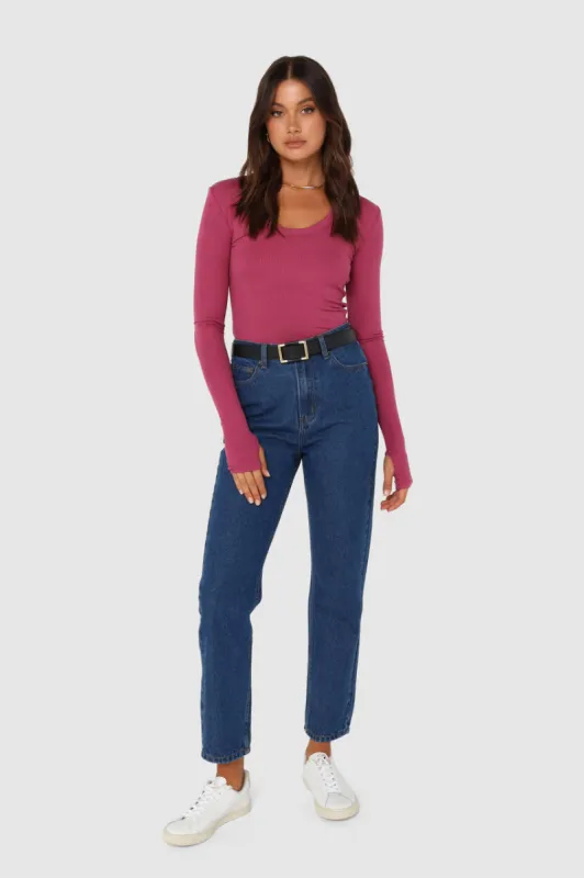 Sinclair Long Sleeve Top | Magenta sold by Madison