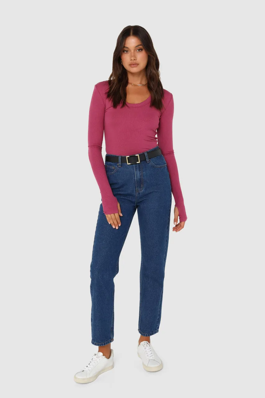 Sinclair Long Sleeve Top | Magenta sold by Madison