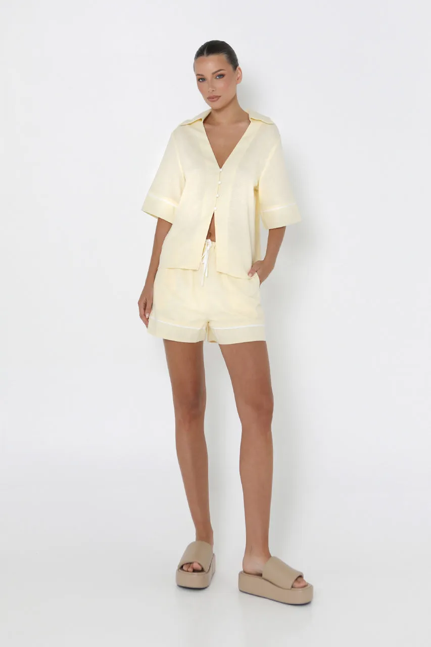 Clara Shorts | Lemon/White sold by Madison