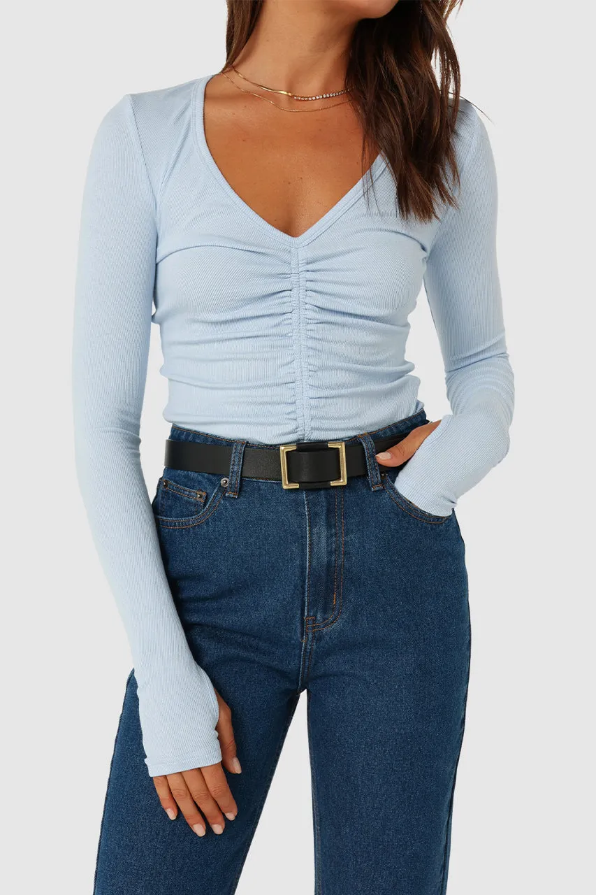 Hazel Long Sleeve Top | Powder Blue sold by Madison product image thumbnail 4