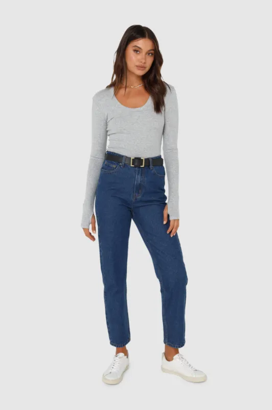 Sinclair Long Sleeve Top | Grey Marle sold by Madison