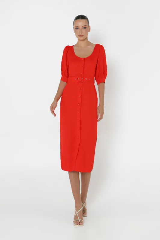 Darci Midi Dress | Red sold by Madison