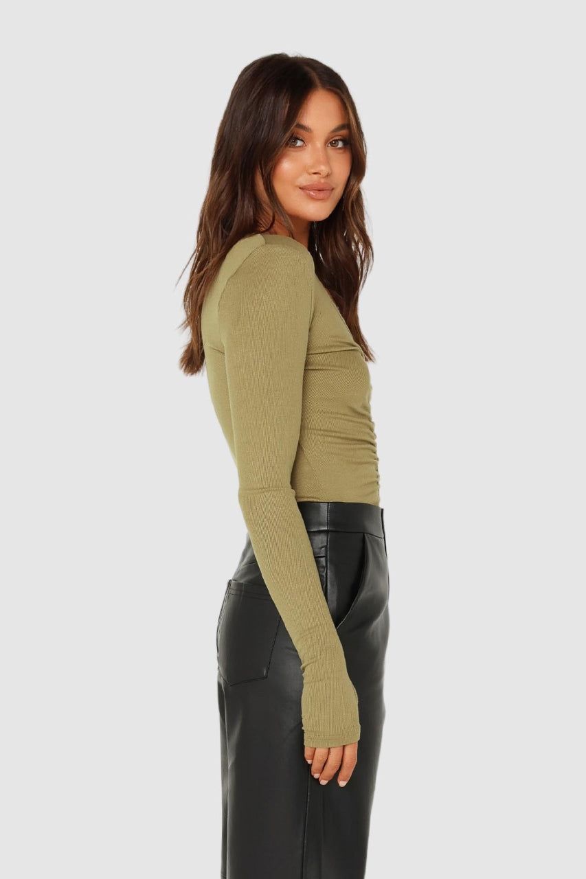 Hazel Long Sleeve Top | Khaki sold by Madison product image thumbnail 2