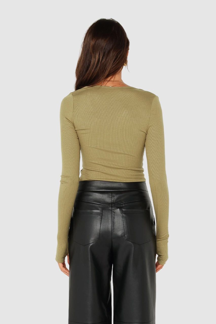 Hazel Long Sleeve Top | Khaki sold by Madison product image thumbnail 3