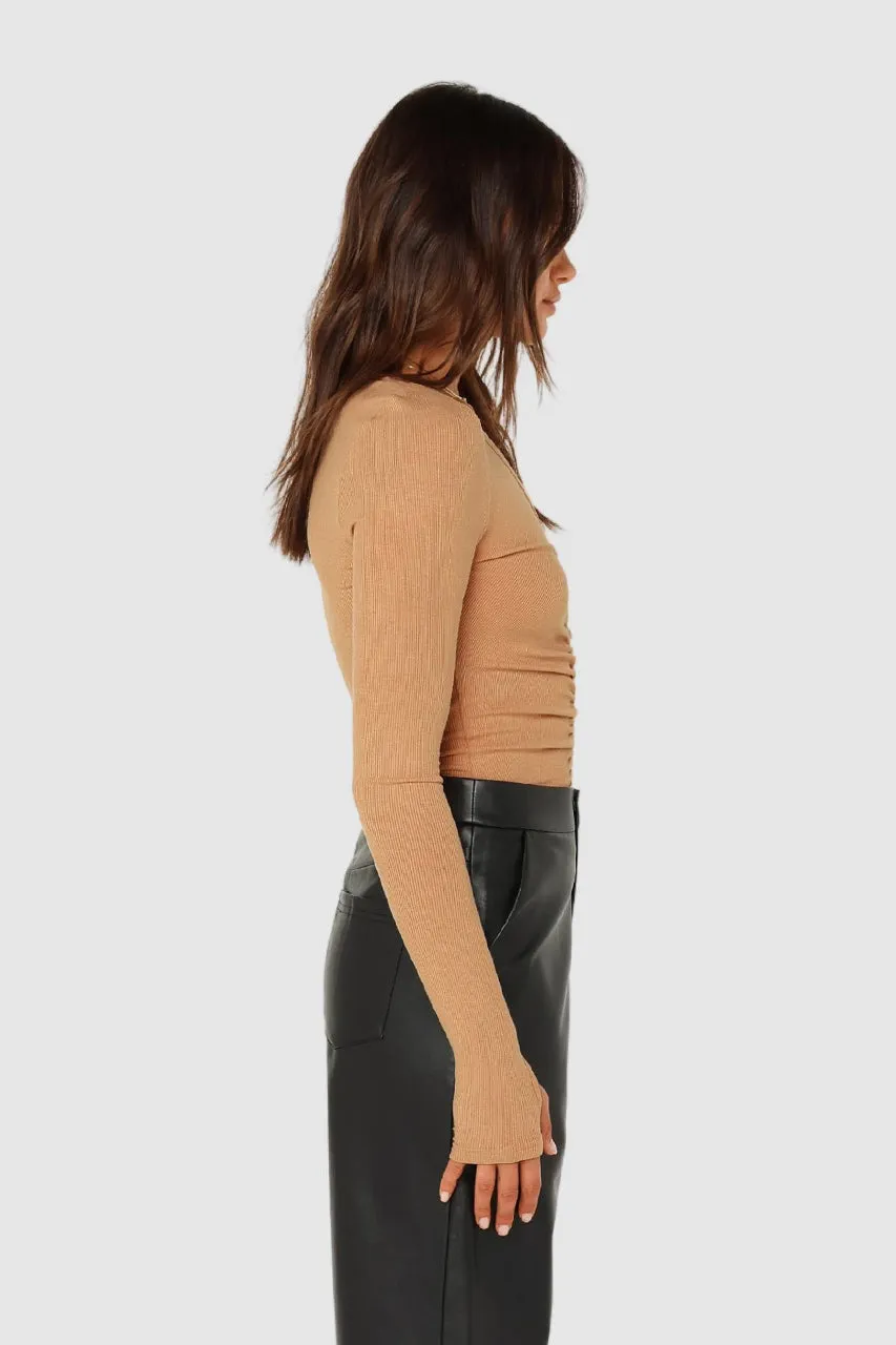 Hazel Long Sleeve Top | Camel sold by Madison product image thumbnail 2