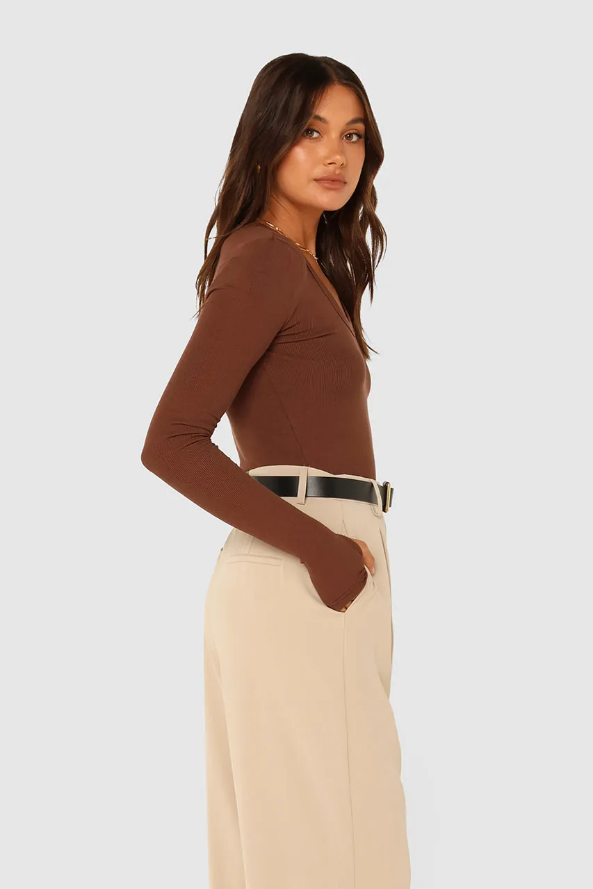 Sinclair Long Sleeve Top | Choc sold by Madison product image thumbnail 2