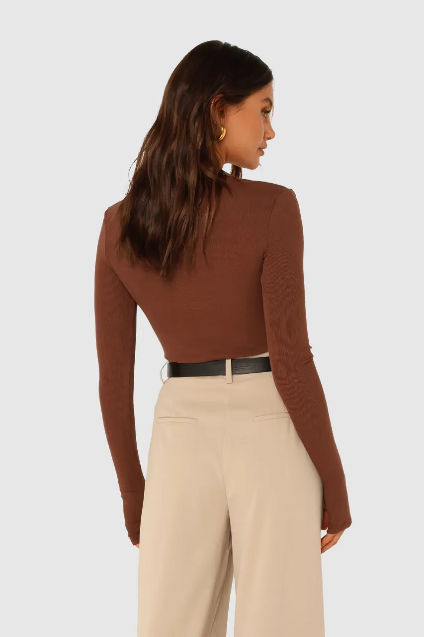 Sinclair Long Sleeve Top | Choc sold by Madison product image thumbnail 3