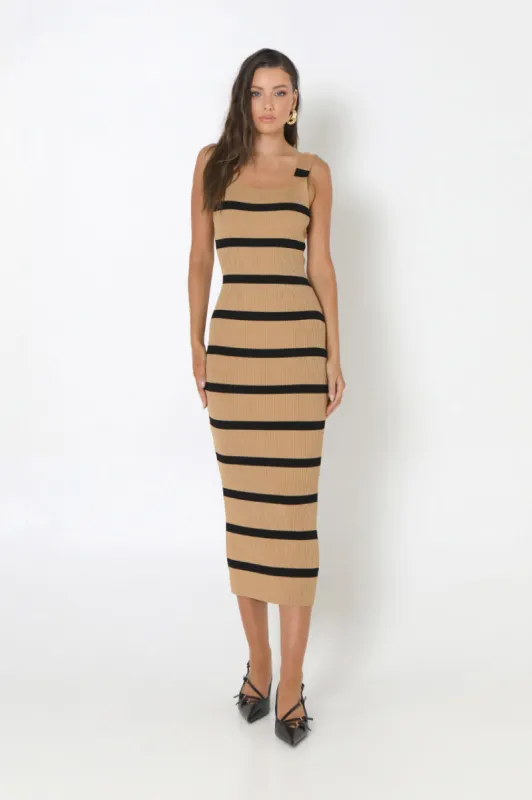 Kara Knit Dress | Camel/Black sold by Madison