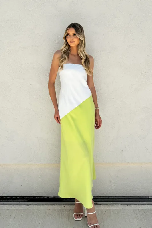 Joanna Maxi Dress | White & Green sold by Madison