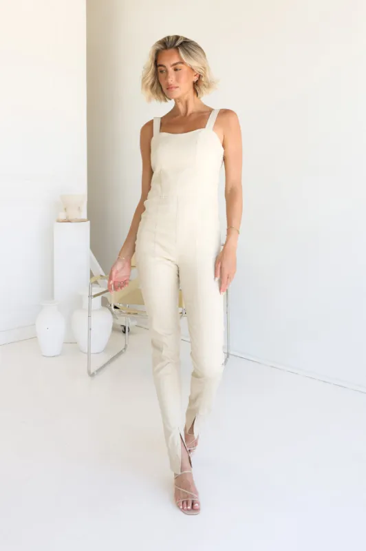 Juliet Jumpsuit | Sand sold by Madison