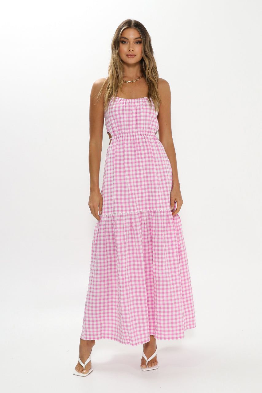 Elyse Maxi Dress | Pink Gingham sold by Madison
