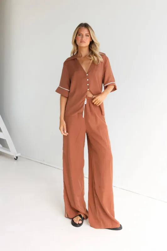 Clara Shirt | Hazelnut/White sold by Madison