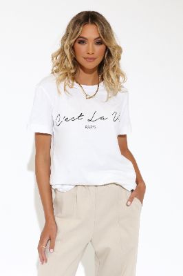 Cest La Vie Tee | White sold by Madison