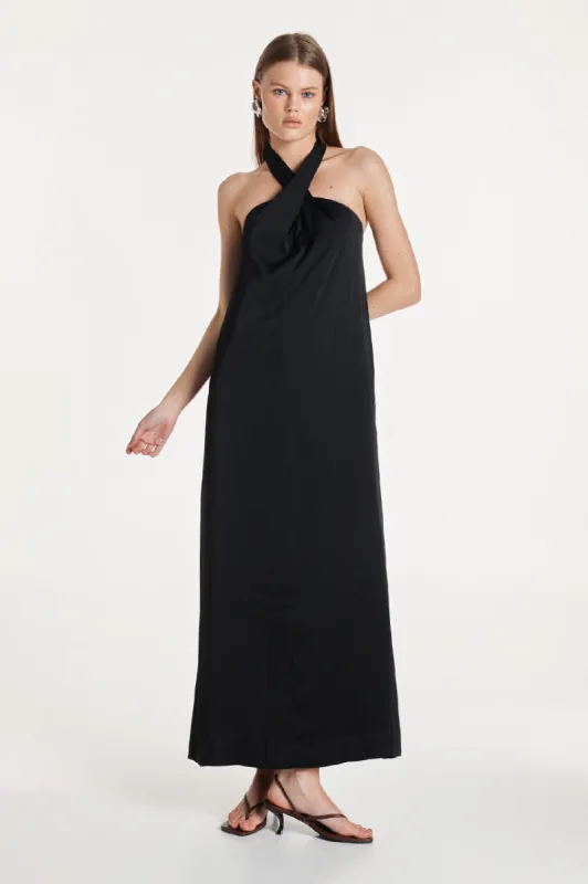 Amber Maxi Dress | Black Satin sold by Madison