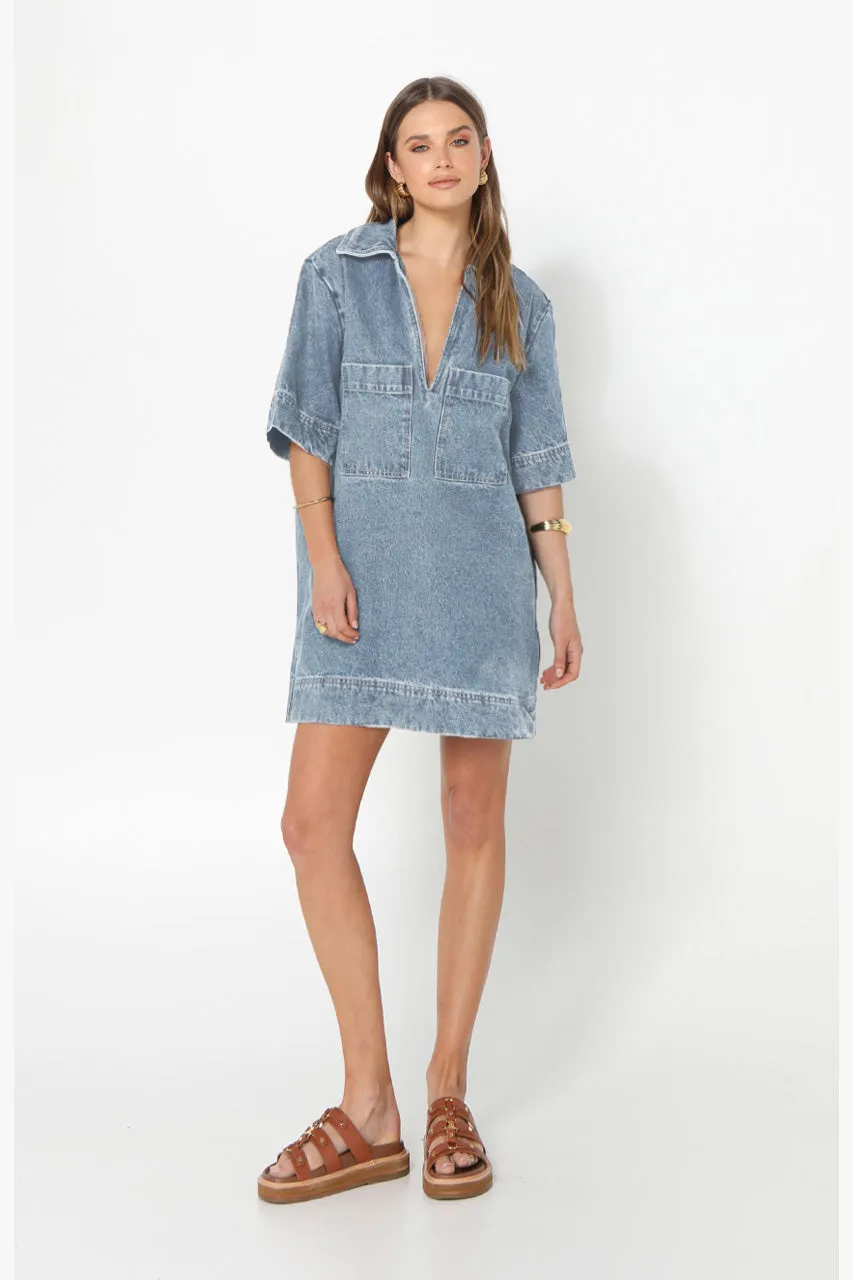 Tara Mini Dress | Light Denim sold by Madison
