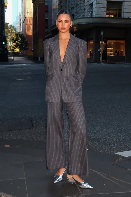 Zanda Pants | Charcoal Pinstripe sold by Madison