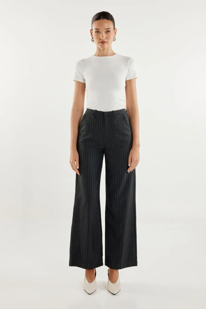 Zanda Pants | Charcoal Pinstripe sold by Madison product image thumbnail 2