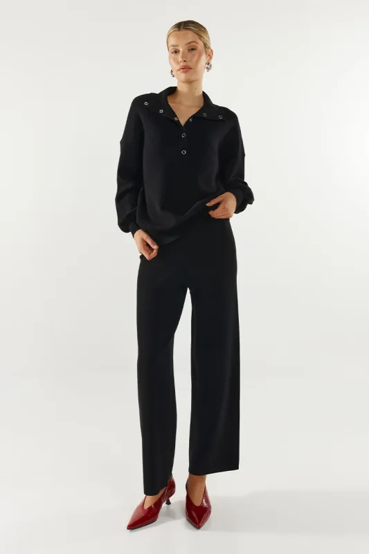 Anthea Knit Pant | Black sold by Madison