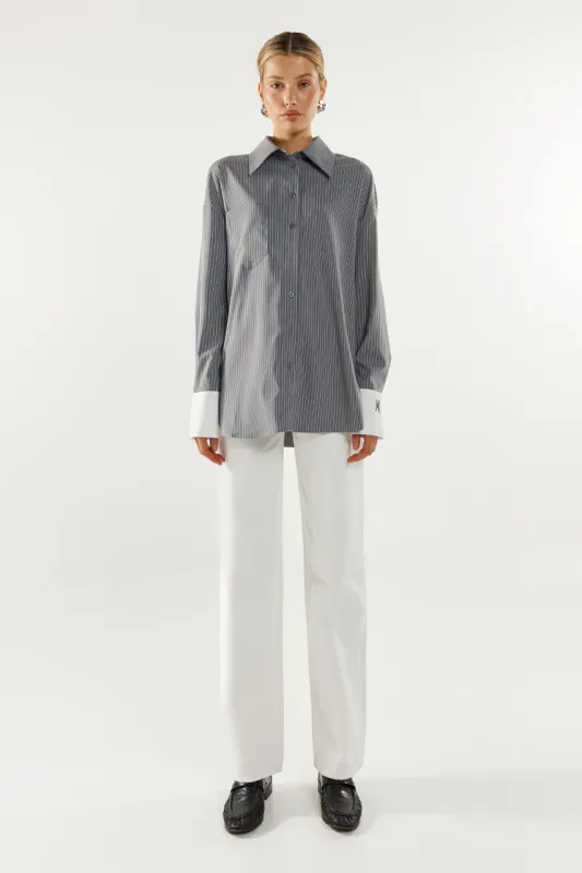 Lyon Shirt | Charcoal Stripe sold by Madison