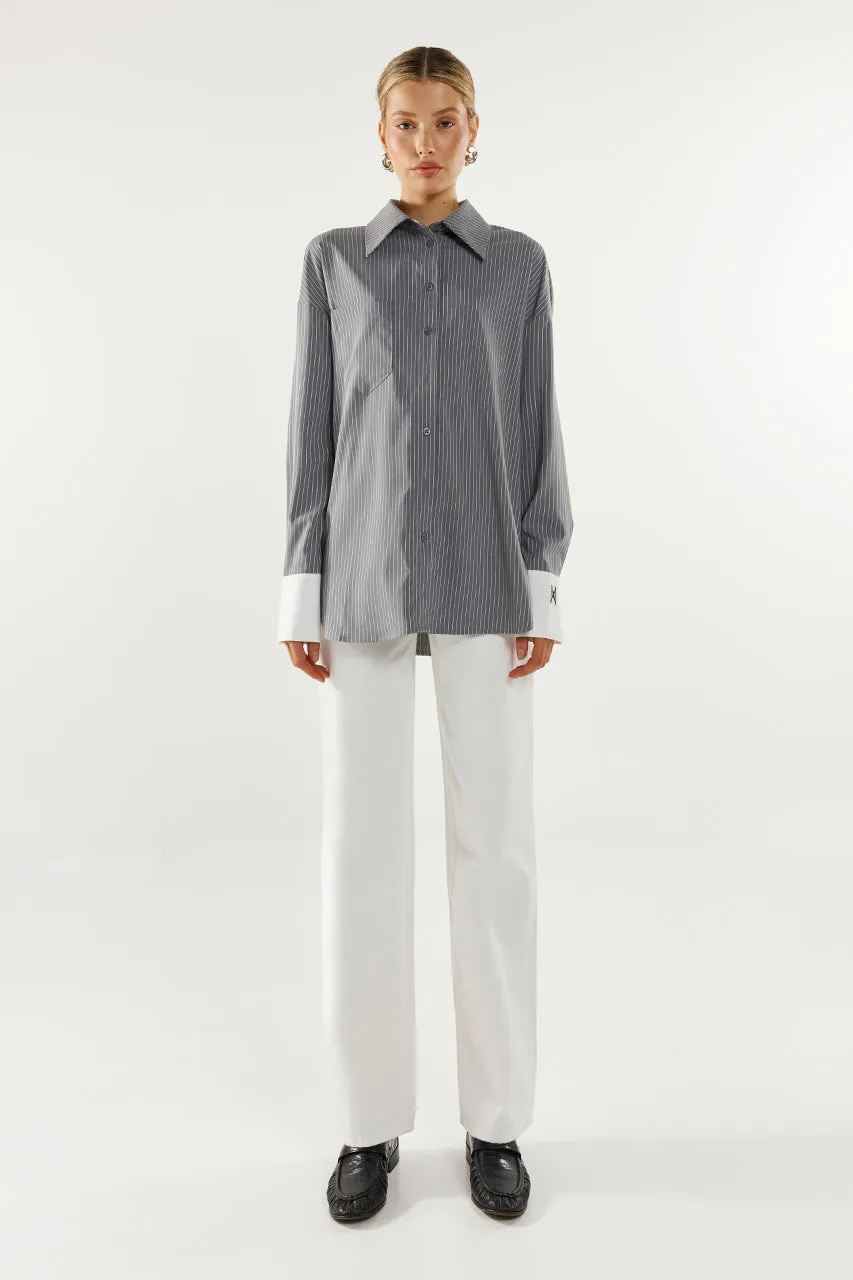 Lyon Shirt | Charcoal Stripe sold by Madison