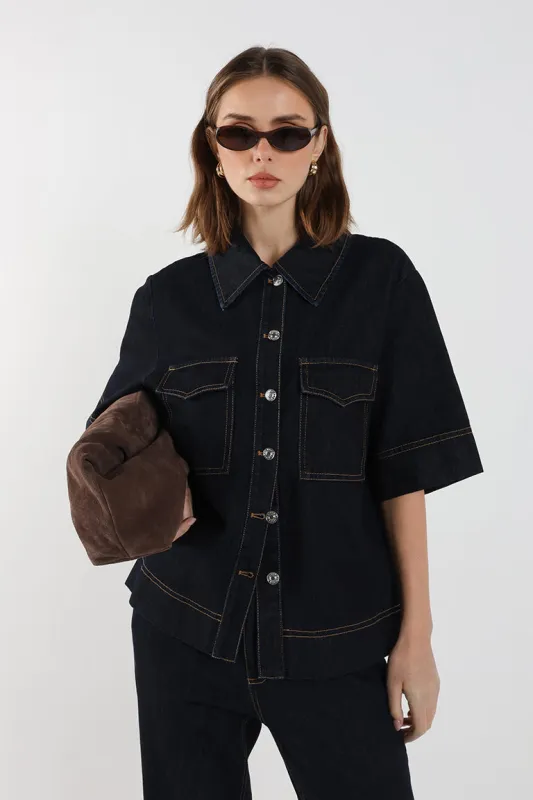 Nella Shirt | Indigo sold by Madison