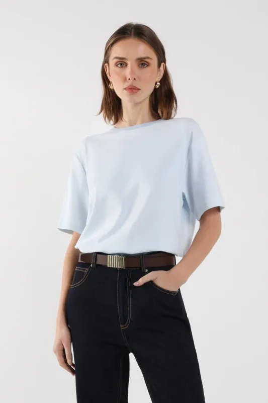 Boyfriend T-Shirt | Powder Blue sold by Madison