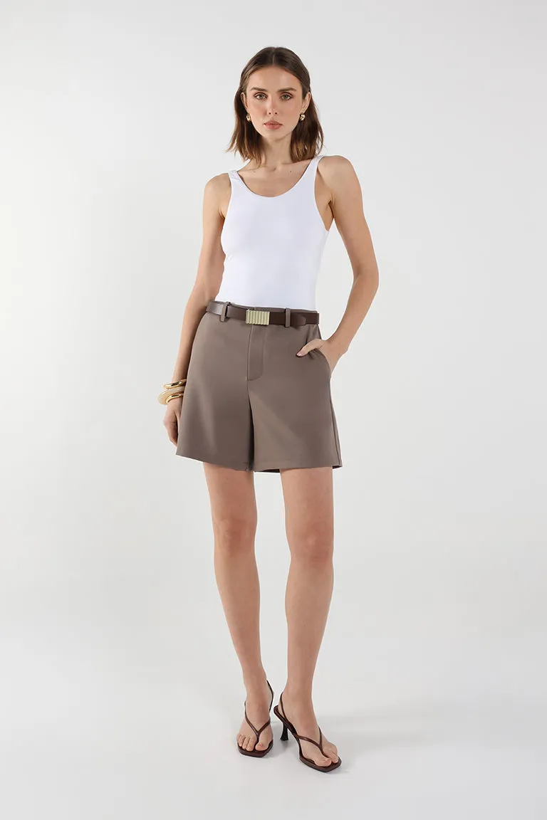 Wyn Bermuda Shorts | Taupe sold by Madison