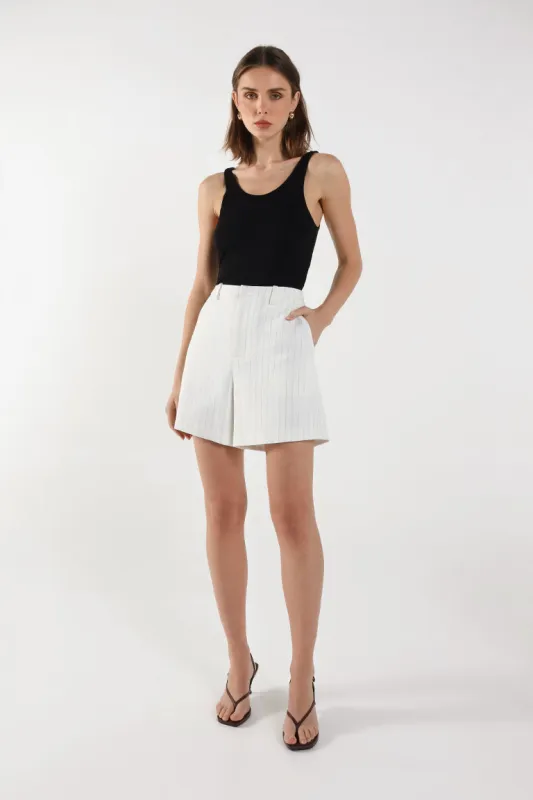 Wyn Bermuda Shorts | White Pinstripe sold by Madison