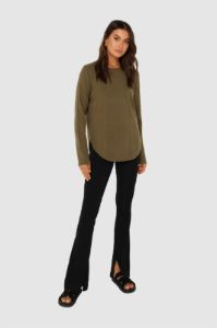 Iris Knit Top | Khaki sold by Madison