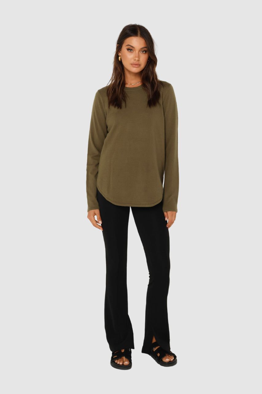 Iris Knit Top | Khaki sold by Madison